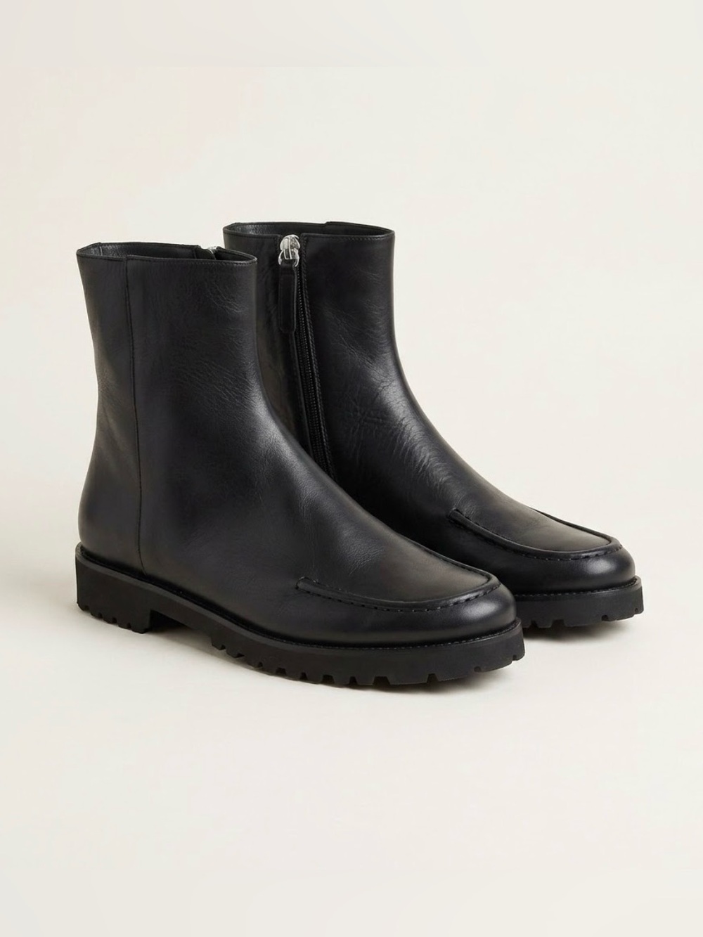 275 Central Black Leather Feldman Moc Toe Ankle Boots EU 41 Made in Italy